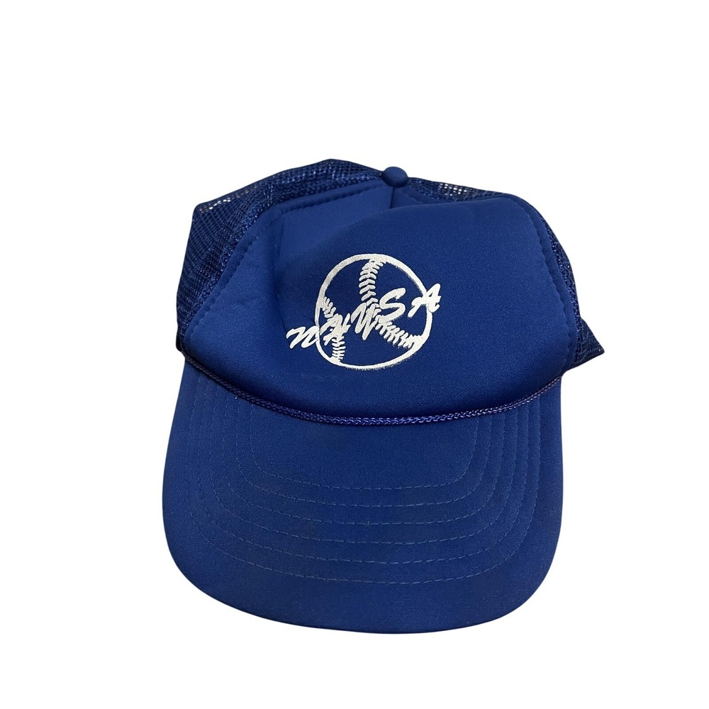 VTG. NWMSA Hat Cap Snap Back Blue Softball Trucker Mens One Size 80s Collector